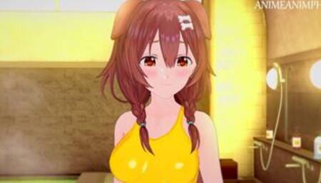 Private Swimsuit Massage and Fuck with Inugami Korone Until Creampie - Vtuber Anime Hentai 3d