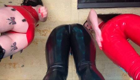 Latex ass worship with jerkoff permission (SD Video)