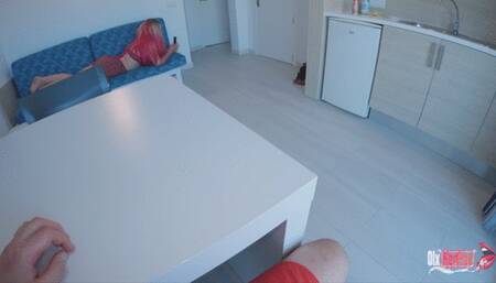 StepSister wanted a yummy but got my hard dick! cheated on his Stepsister with candy and gave his cock to suck! cumshot deep in her throat