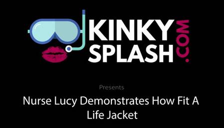 Nurse Lucy demonstrates Life Jacket fitting