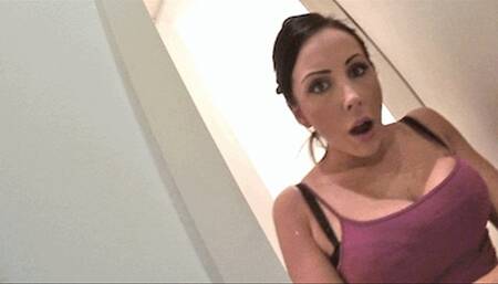 Blackmailing tiny dick caught jerking off in the womens toilets - Lady Nina Leigh - MP4 HD