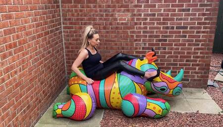 Inflatable rhino cigarette plus high heels pop