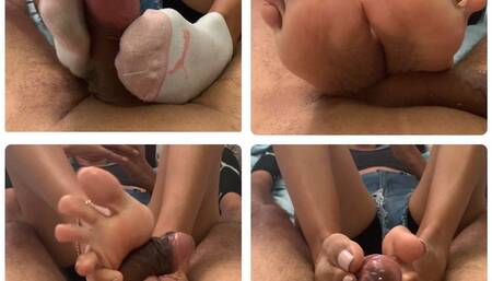 Edging Sockjob & Post Cum Barefeet
