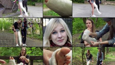 Beatrice LLWC Hiking on Crutches While Trying to Keep Her Cast and Toes Clean (in HD 1920 X 1080)