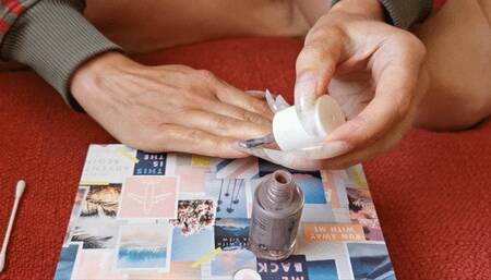 Painting long curved stilletto nails