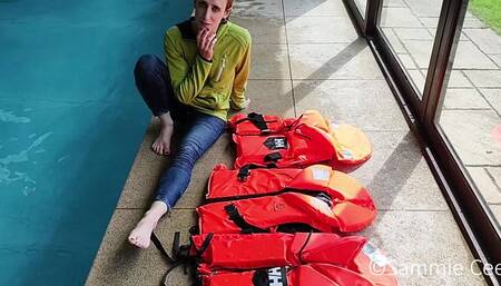 Clothed Life Jacket Comparison In Pool