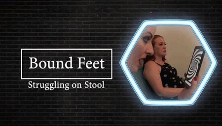 Evangelines Bound Struggling feet on a stool