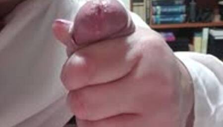 Helpless handjob on bound man with pre-cum