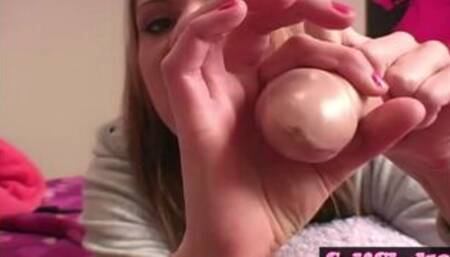 Hot Blonde Blowjob a Dildo for Tryout.