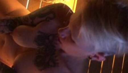 Swedish Tattooed girlfriend gets horny in the sauna