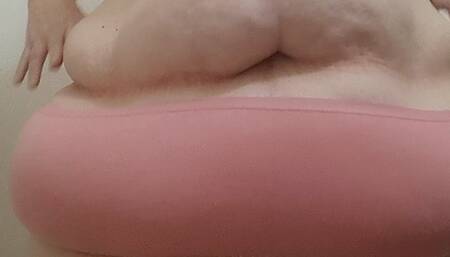 Strip SSBBW belly jiggle, hanging boobs and peekaboo fat pussy