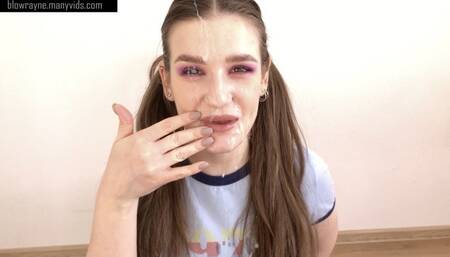 SCHOOLGIRL LONG SOCKS FOOTJOB POV BLOWJOB CUM ON FACE