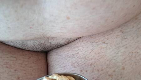 BBW eats bowls of cereal farts burps and grows bigger