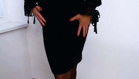 Stockings, Black Lingerie, Striptease and begging to Cum in my Mouth 10 min full Tease!