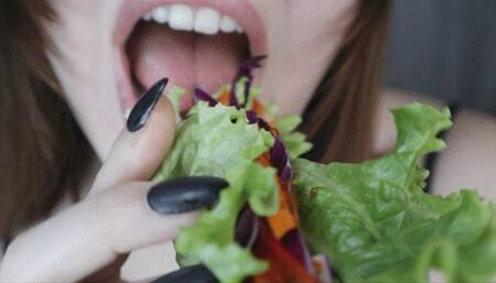 Chewing Up Crunchy Lettuce Wraps - HD