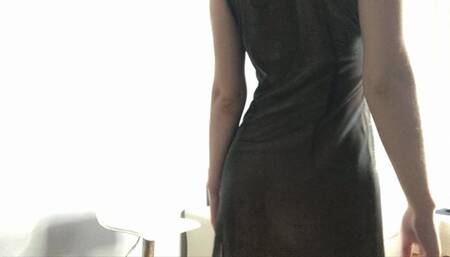 Tease in a transparent dress!