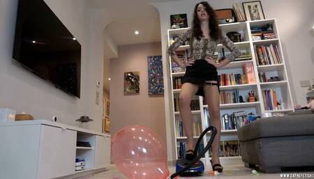 Thena inflates and explodes balloons with a pump episode 2 (inflatables fetish)