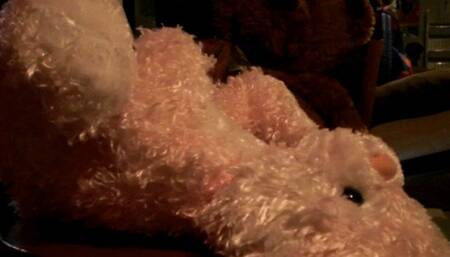 Pink satin bunny stool