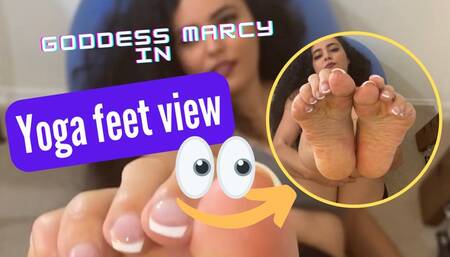 Yoga warming up feet view with Goddess Marcy