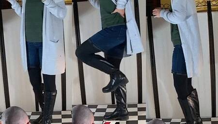 Tanja crushes a toy car and my cock under her MarcoTozzi boots - Cam 4