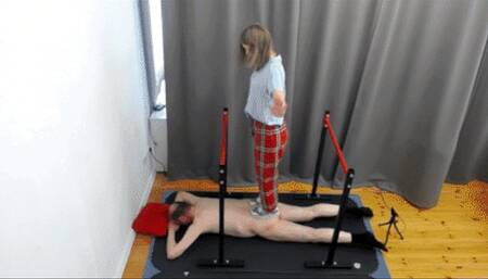 first shy trampling with sneakers on the back and spine of slave boboo - 1001 Nasty Nastyas first time trampling Part 1 720p