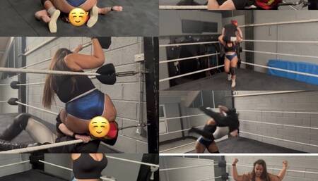 facesitting, stinkface, muscle flexing and power moves mixed wrestling