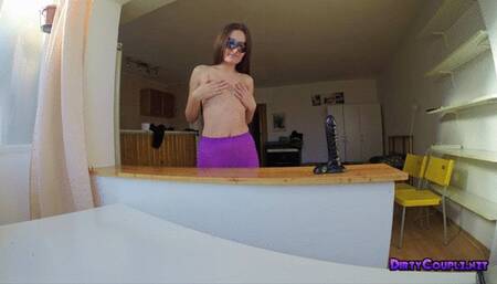 Sunbathed pantyhose masturbation by a skinny girl