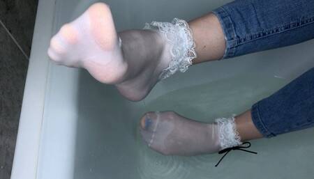 WET WHITE SOCKS