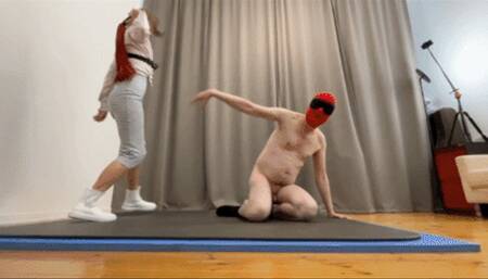 blindfolded, fighting, whipping, boot worship - 1032 Nasty Nastyas first time playfighting 720p