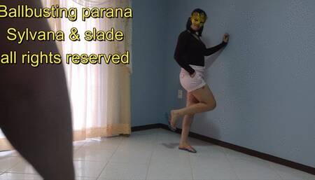 312 Ballbusting hard session with Sylvana kicking balls into your Brazilian flip floop