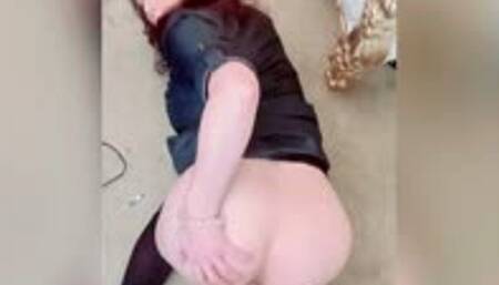 Close up mirrored dildo fuck