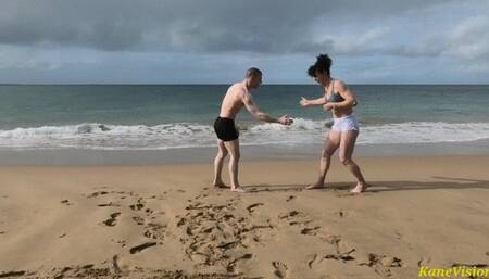 Competitive Beach Wrestling Danika Deep vs KaneVision
