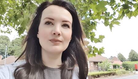 Grey skirt wetting on the steps peeing