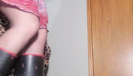 Making you clean My dirty boots & Sweaty Pantyhose while Locked in Chasity