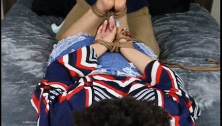 Hogtied tickling feet