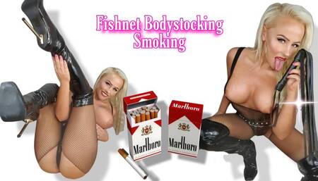 Black Fishnet Body Stocking Smoking
