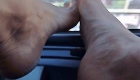 Slow Motion Feet in the Car - Raw Footage
