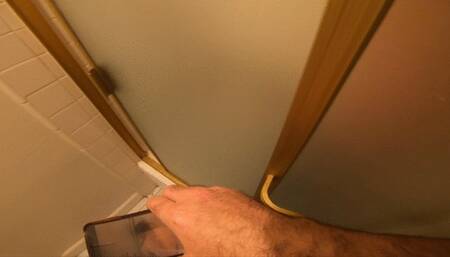 Stepbrother caught masturbating in the bathroom fucks his stepsister