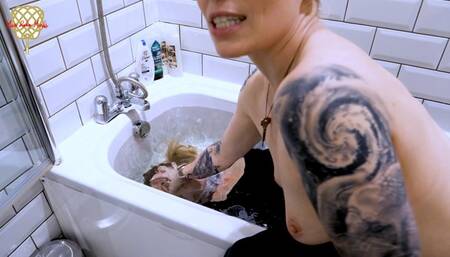 Dirty Dolly Dunked in The Bath (shot in 4K)