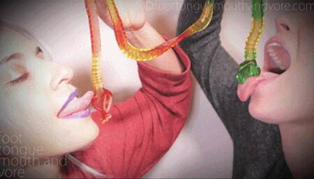 Riley & Sadie Gobble Up A Long Gummy Snake