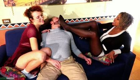 Loser ( Only Socks And Pantyhose Smell Scene ) Sfigato ! - Double Interracial Domination