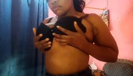 Holy Church Girl Fare Angle Caresses & Kisses Big Tits in Black Bra