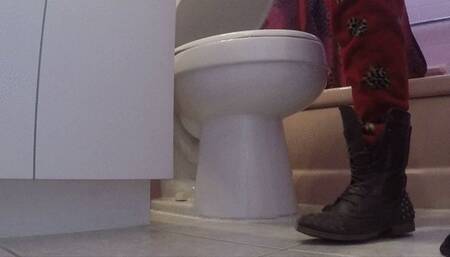 Onesie down Combat boot left on diarrhea TOILET FETISH