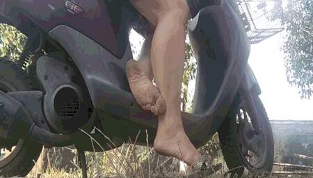 My dirty feet tease the spy seductively