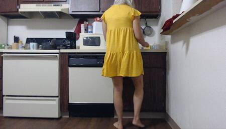 Stepmom and stepson fuck on kitchen floor