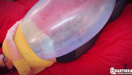 Q712 Derpy blows to pop 2 Roomtex 18'' balloons under her top - 480p