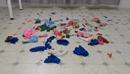 Vacuuming balloons scraps