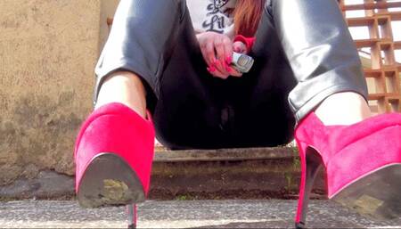 Walking over toy car