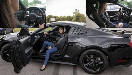 Nicky driving Mustang and doing donuts