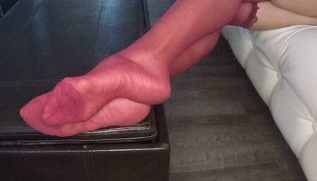 Maroon thigh high PANTYHOSE  perfect sole tease